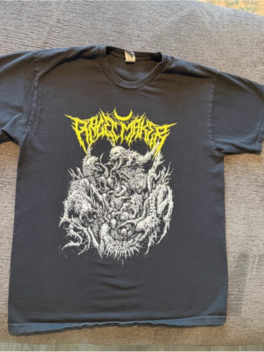 AngelMaker Band Tee Black Deathcore Graphic Shirt Size L Gildan Hammer